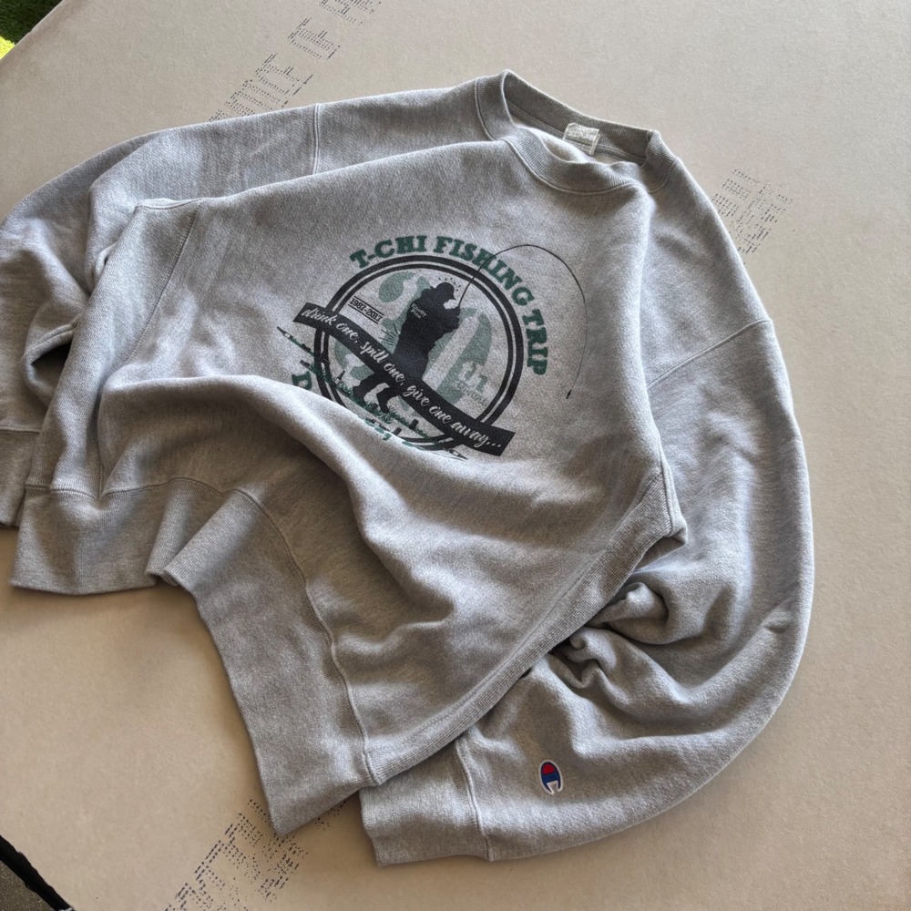 Early 2000s Fishing Champion Reverse Weave Crewneck